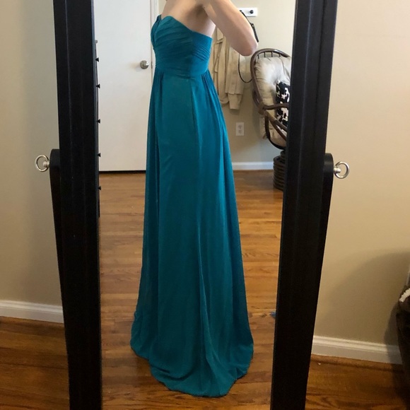Floor-Length Teal Strapless Dress - Picture 2 of 5